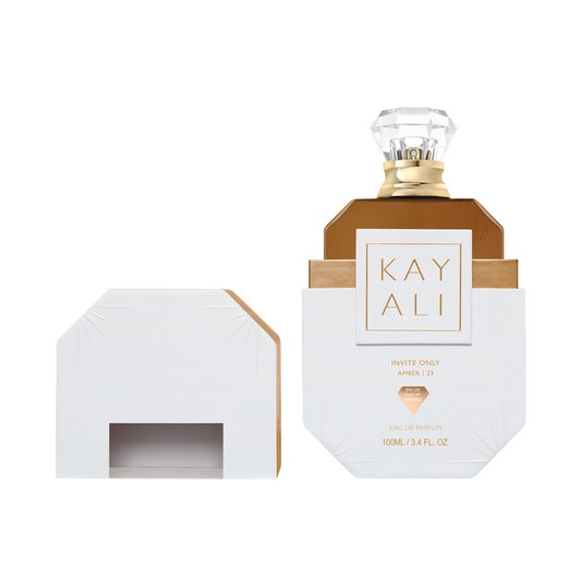 Kayali perfume bottle and packaging on a white background