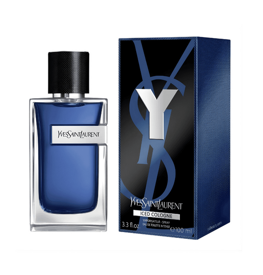 Yves Saint Laurent cologne bottle and packaging on a white background