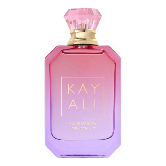 Pink and purple perfume bottle with 'KAY ALI' branding on a white background