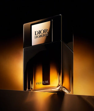 Dior Homme parfum bottle with a dark background