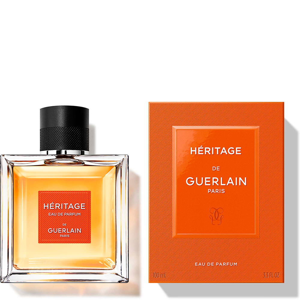 Guerlain Heritage perfume bottle and packaging on a white background
