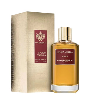 Mancera Xplícit Vanilla perfume bottle and packaging on a white background