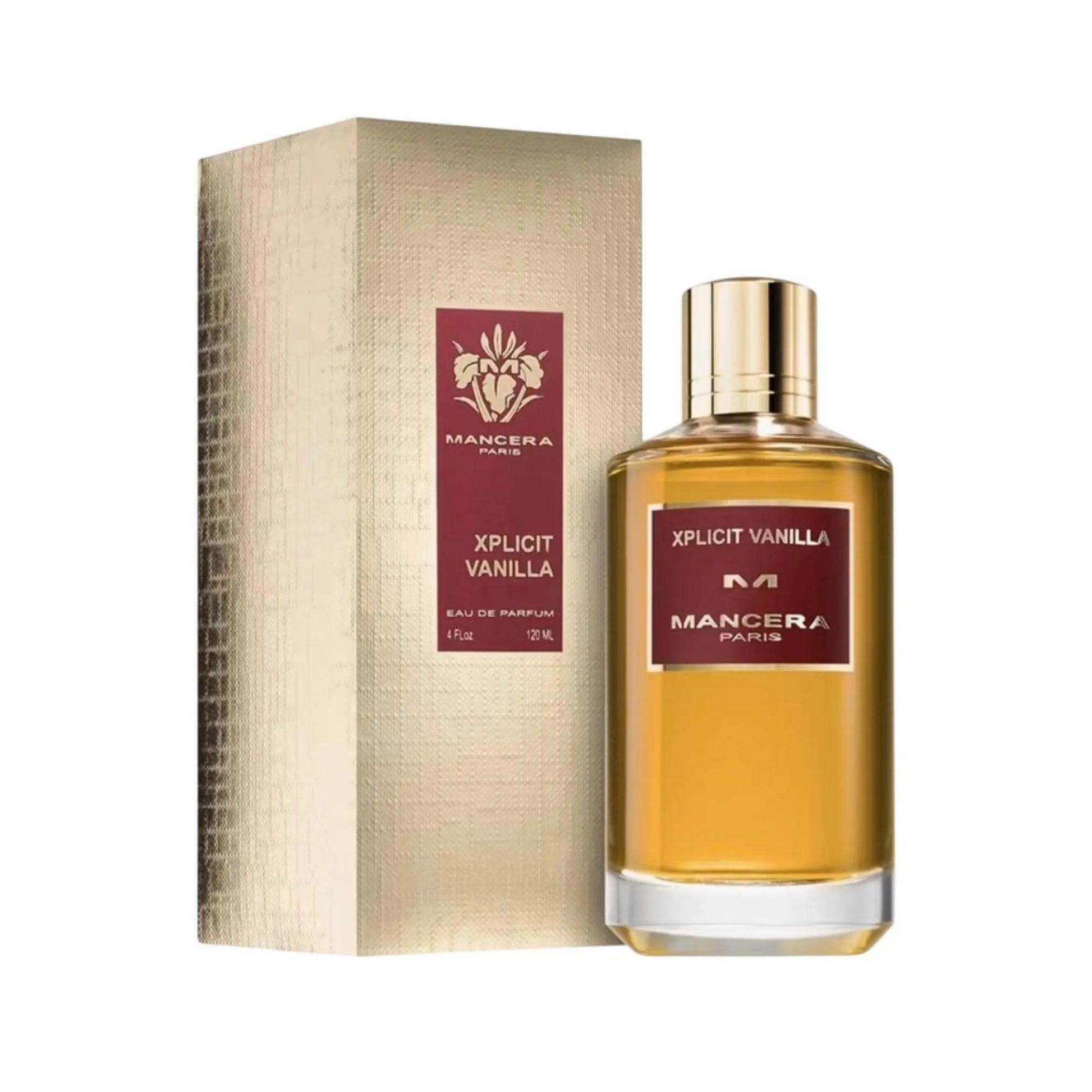 Mancera Xplícit Vanilla perfume bottle and packaging on a white background