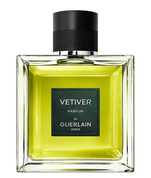 Guerlain Vetiver perfume bottle on a white background