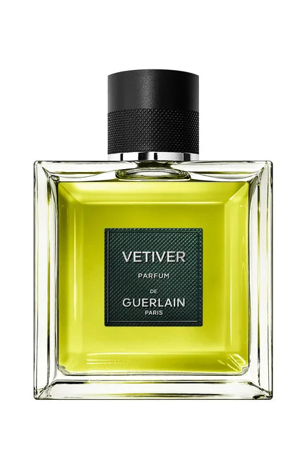 Guerlain Vetiver perfume bottle on a white background