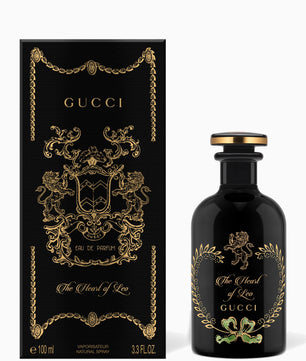 Gucci perfume bottle and packaging on a white background