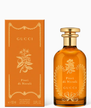 Gucci Fiori di Neroli perfume bottle and packaging on a white background