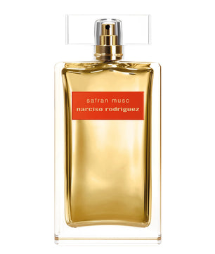 Narciso Rodriguez saffron musc perfume bottle on a white background