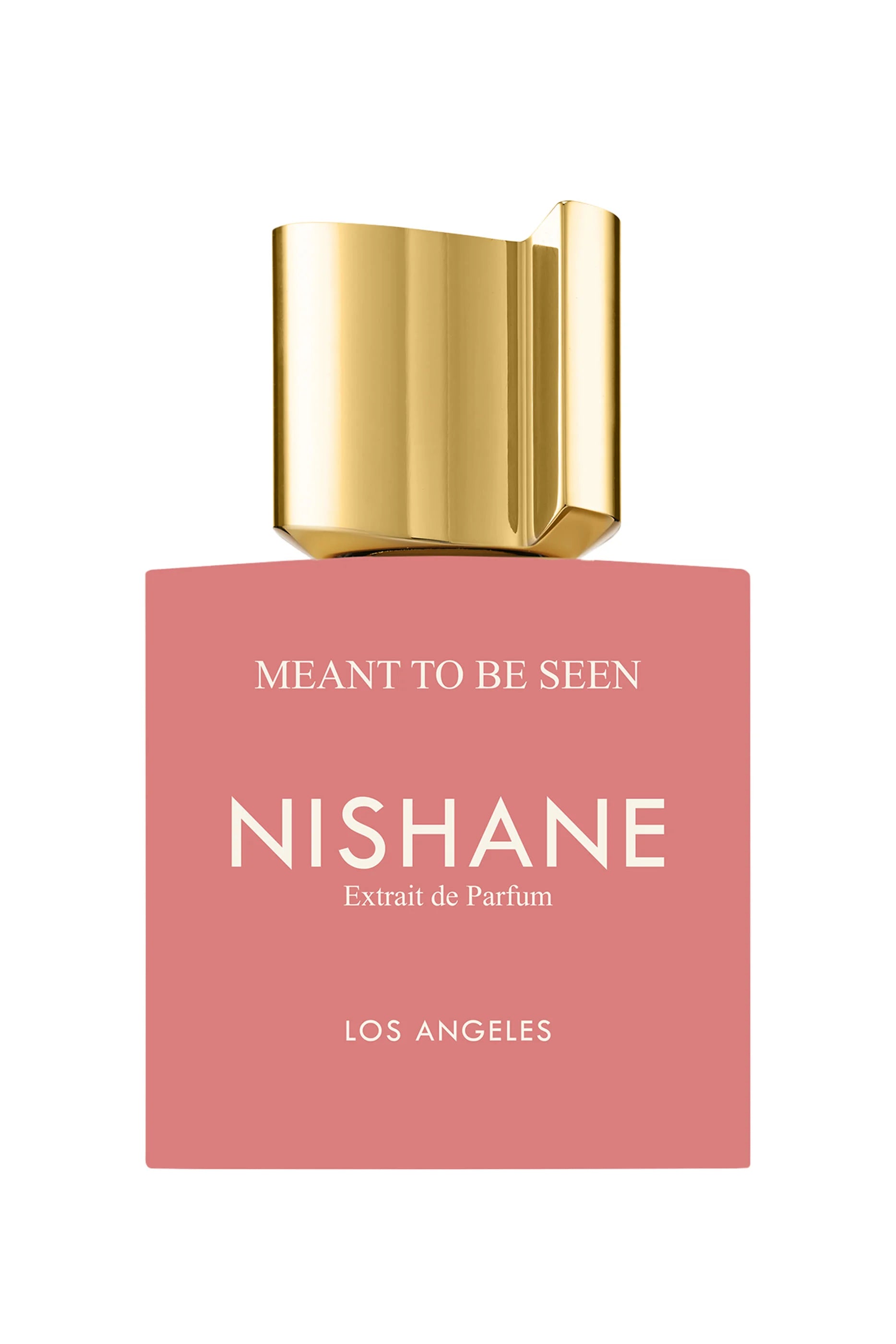 Nishane perfume bottle with gold cap on a white background