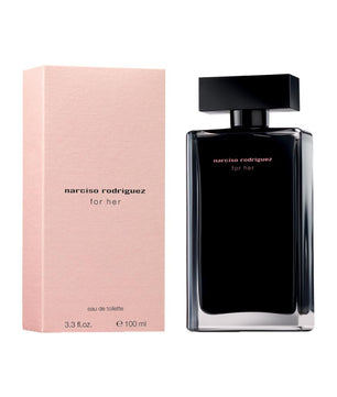 Narciso Rodriguez perfume bottle and packaging on a white background