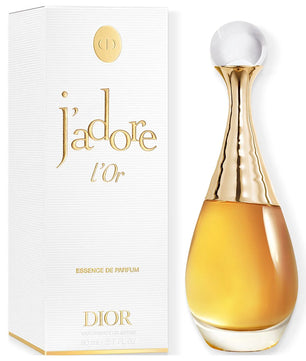 Dior j'adore l'or perfume bottle and packaging on a white background