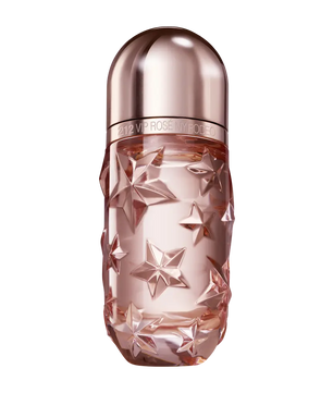 Perfume bottle with star design on a white background