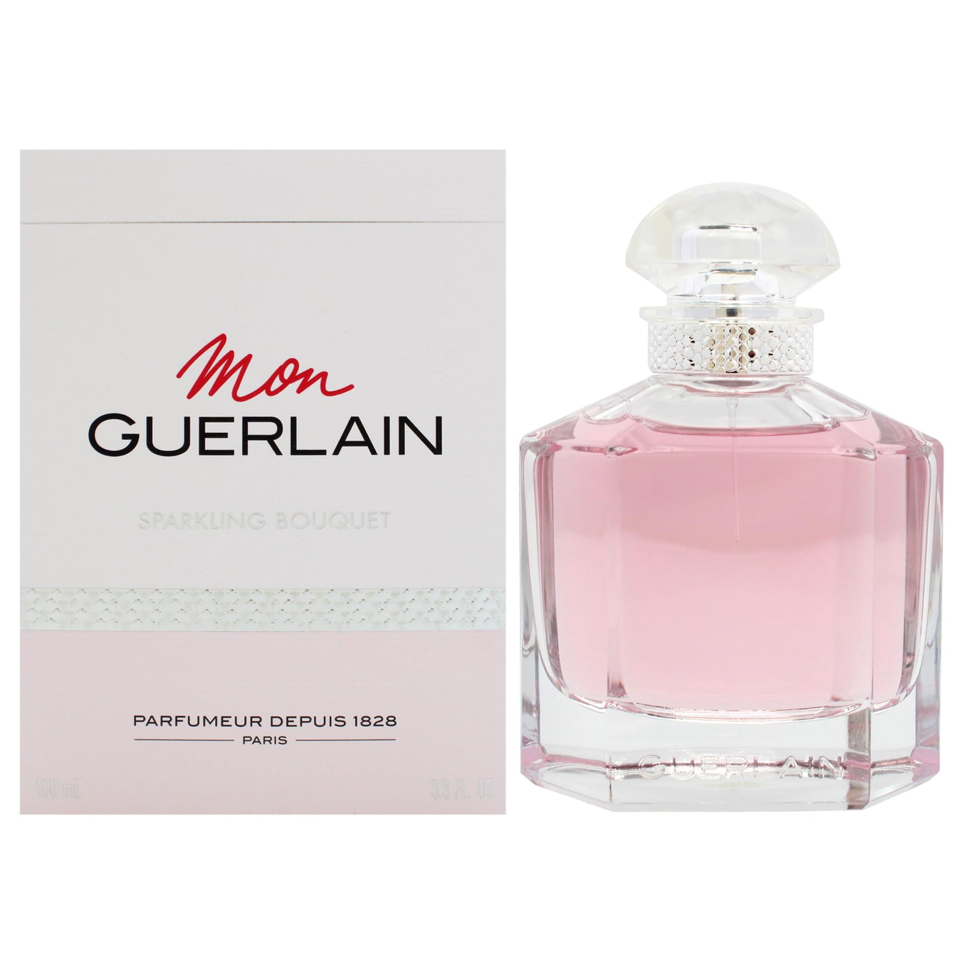 Guerlain perfume bottle and packaging on a white background