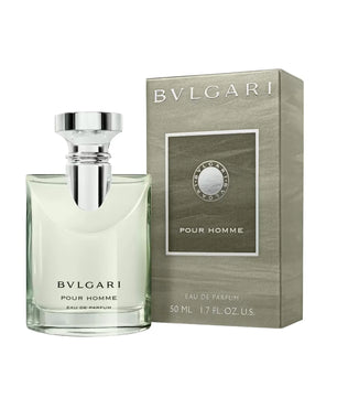 Bulgari Pour Homme perfume bottle and packaging on a white background