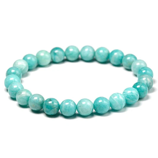 Turquoise beaded bracelet on a white background
