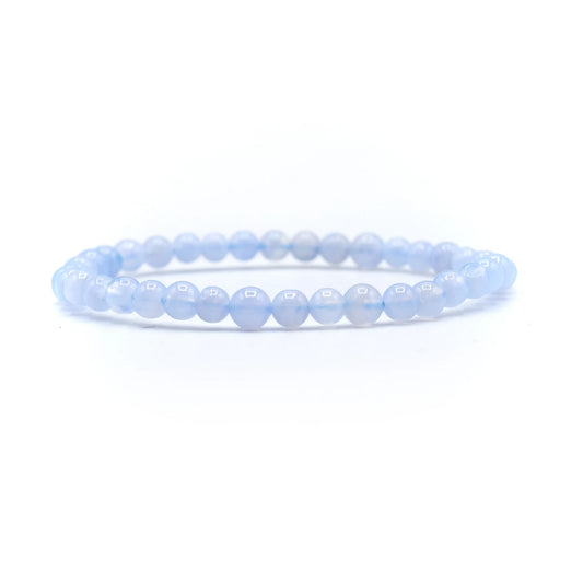 Light blue beaded bracelet on a white background