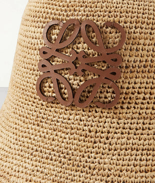 LOEWE Leather Trimmed Raffia Bucket Hat