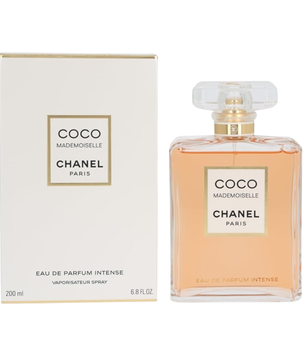 Chanel Coco Mademoiselle perfume bottle and packaging on a white background