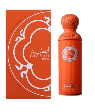 Orange Gissah Tango perfume bottle and packaging on a white background