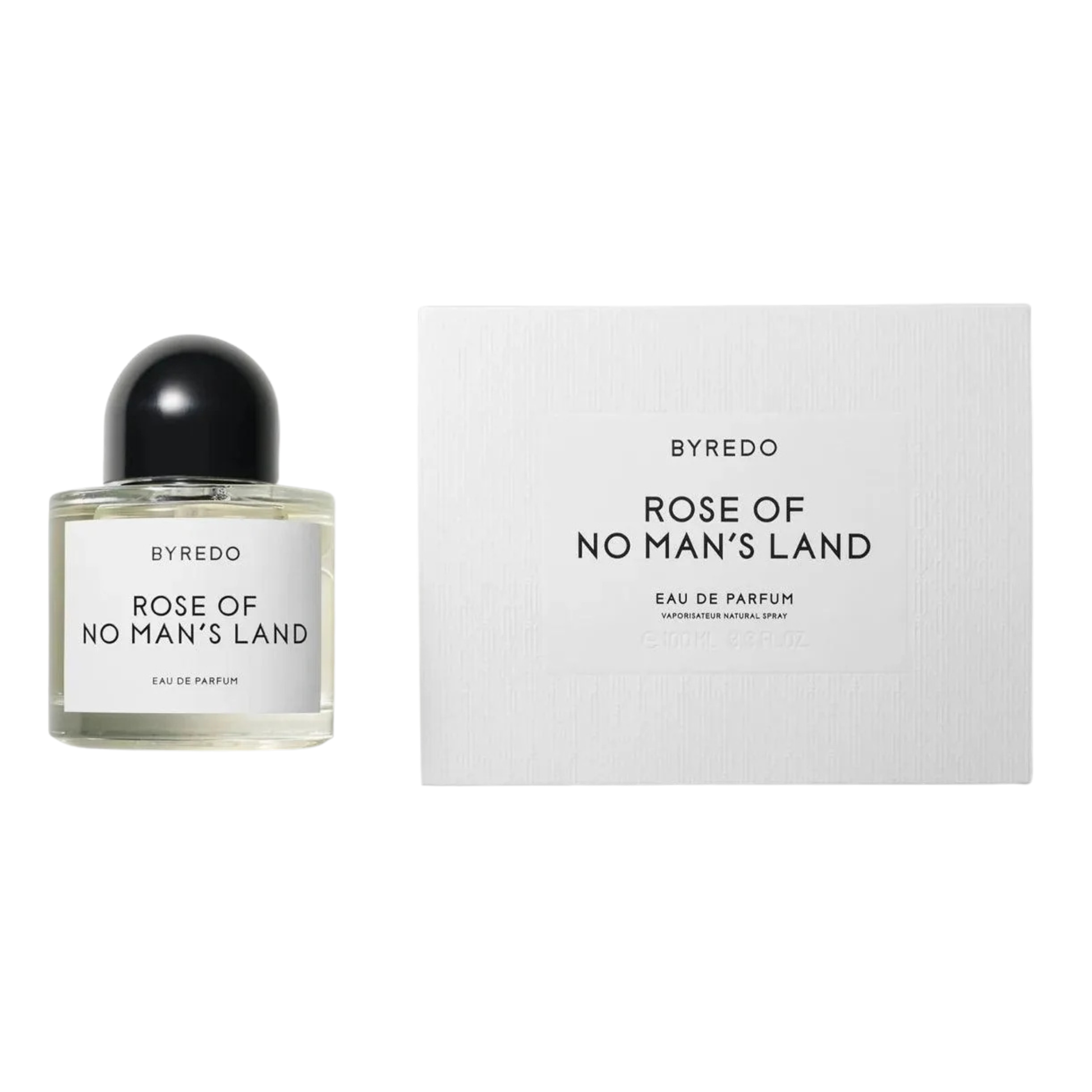 Byredo Rose of No Man's Land perfume bottle and packaging on a white background