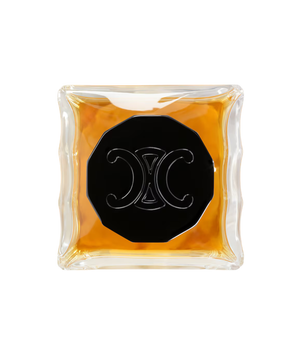 Square container with a black circular logo on a white background