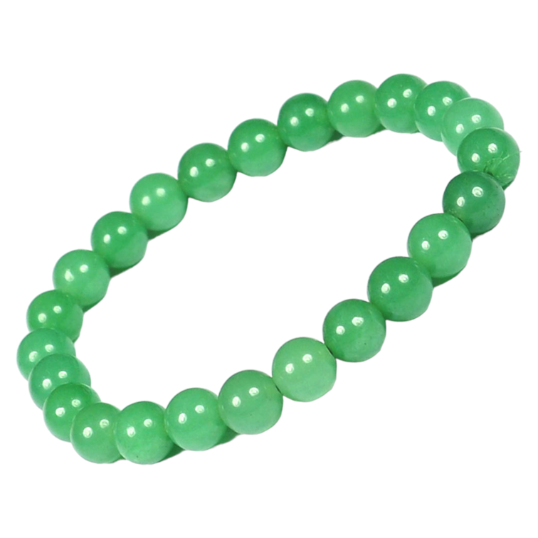 Green beaded bracelet on a white background