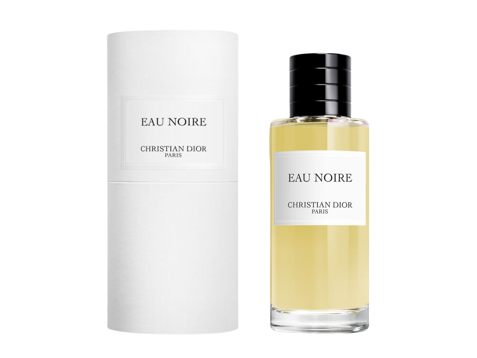 Christian Dior Eau Noire perfume bottle and packaging on a white background