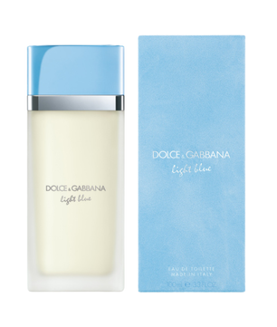 Dolce & Gabbana Light Blue perfume bottle and packaging on a white background