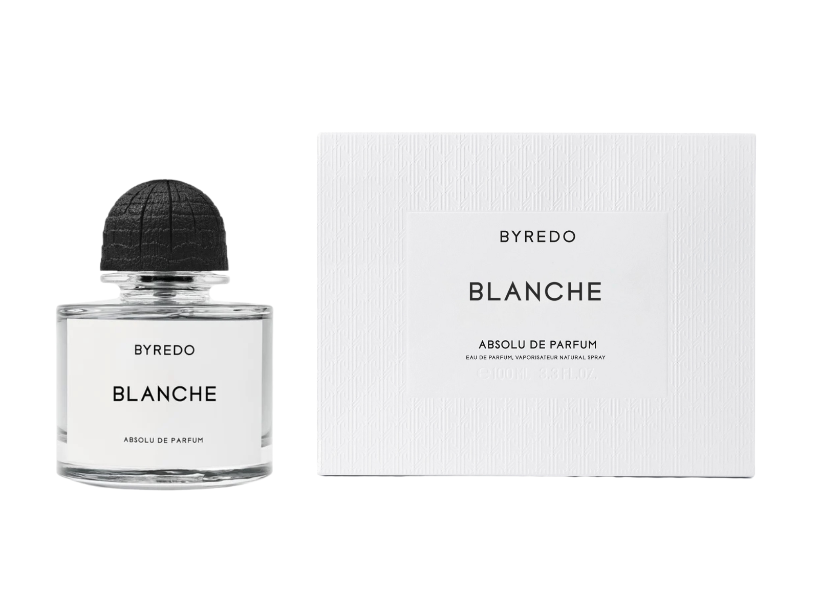 Byredo Blanche perfume bottle and packaging on a white background