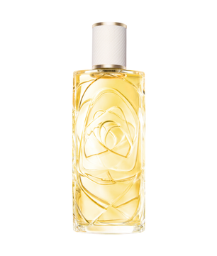 Perfume bottle with a white cap on a white background
