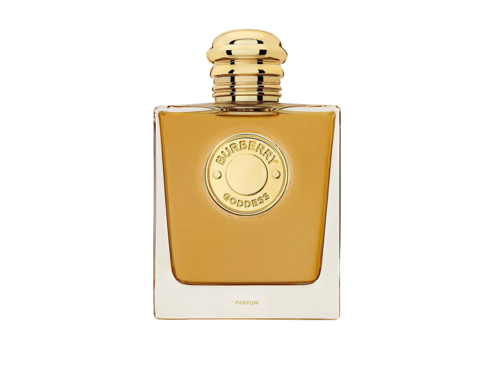 Burberry Goldness perfume bottle on a white background