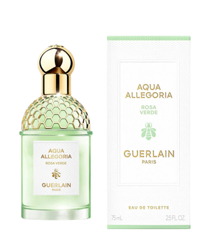 Guerlain Aqua Allegoria Rosa Verde perfume bottle and packaging on a white background