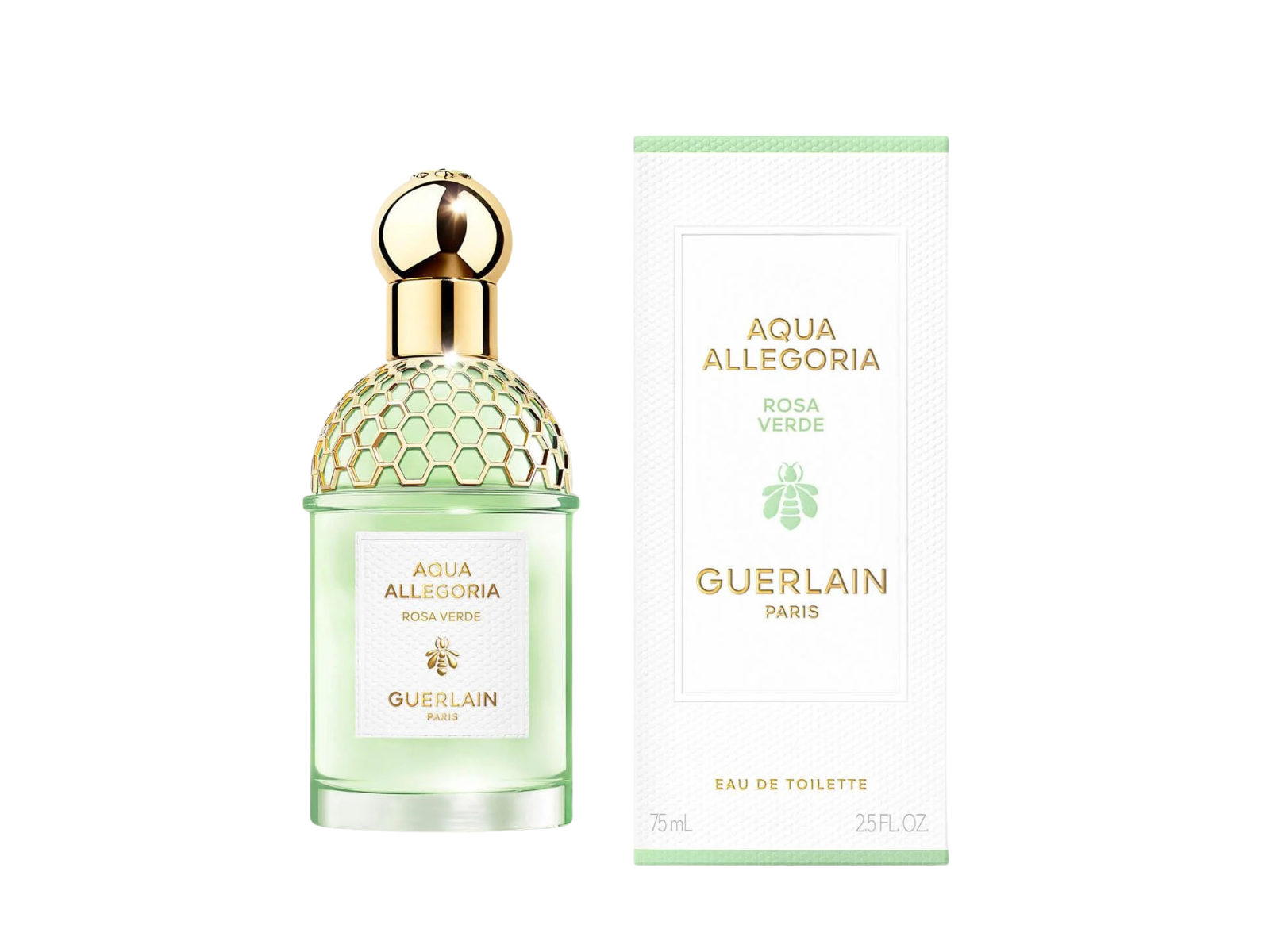 Guerlain Aqua Allegoria Rosa Verde perfume bottle and packaging on a white background