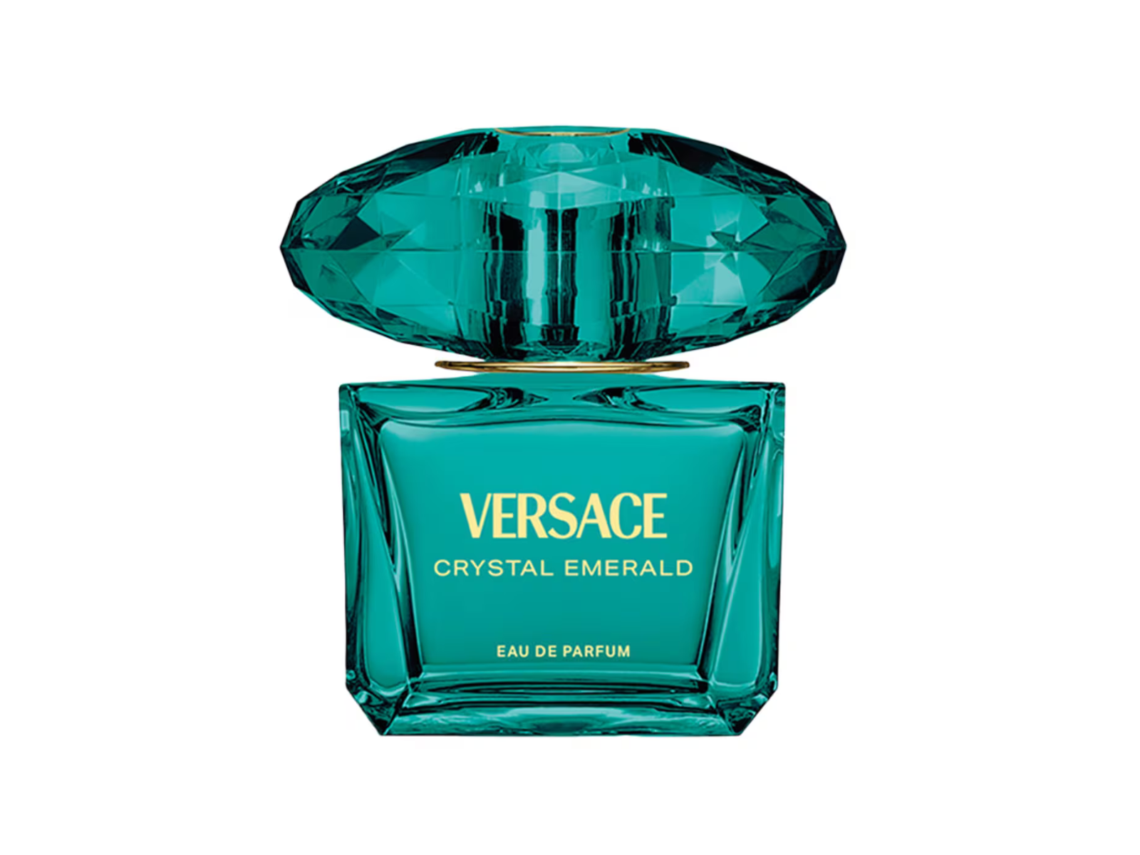 Versace Crystal Emerald perfume bottle on a white background