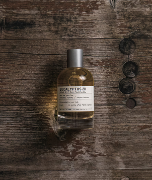 Bottle of Eucalyptus 20 on a wooden surface