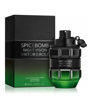 Viktor & Rolf Spicebomb Night Vision perfume bottle and packaging on a white background
