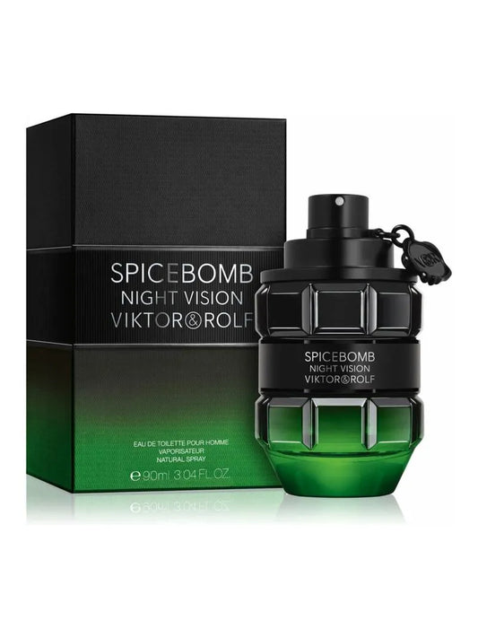 Viktor & Rolf Spicebomb Night Vision perfume bottle and packaging on a white background