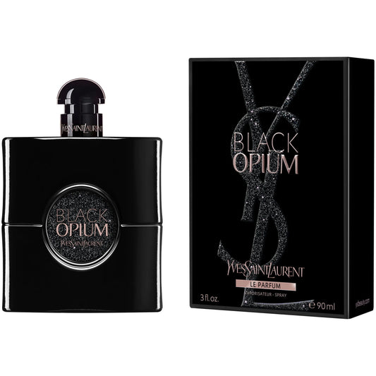 Yves Saint Laurent Black Opium perfume bottle and packaging on a white background