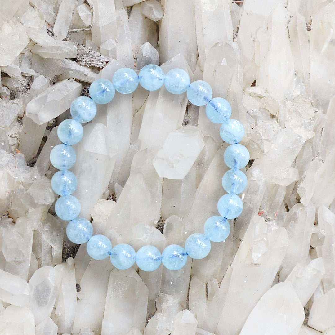 Aquamarine Beads Gemstone Bracelet