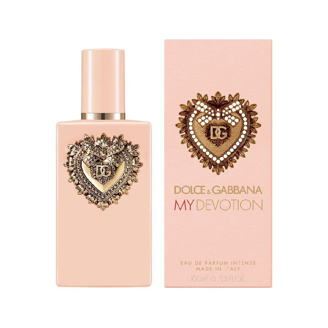 Dolce & Gabbana My Devotion perfume bottle and packaging on a white background