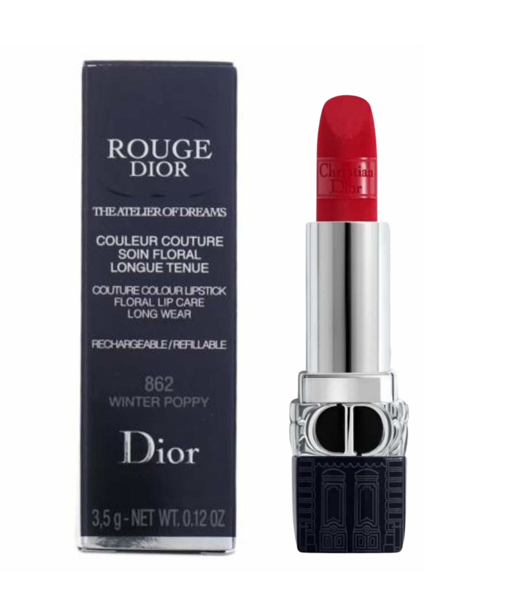 Dior Rouge Lipstick Winter Poppy #862 Limited Edition - 3.5G/0.12 Dior Rouge Lipstick Winter Poppy #862 Limited Edition - 3.5G/0.12