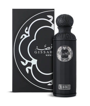 Black Gissah Mavro perfume bottle and packaging on a white background