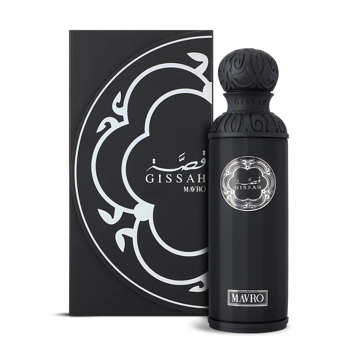 Black Gissah Mavro perfume bottle and packaging on a white background