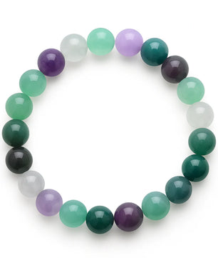 Multicolored beaded bracelet on a white background