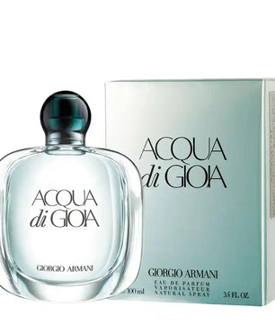 Acqua di Gioia perfume bottle and packaging on a white background