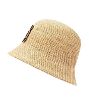 LOEWE Leather Trimmed Raffia Bucket Hat
