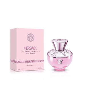 Versace Dylan Blush Pink perfume bottle and packaging on a white background