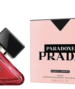 Prada Paradoxe perfume bottle and packaging on a white background