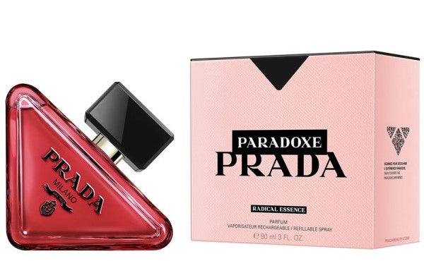 Prada Paradoxe perfume bottle and packaging on a white background