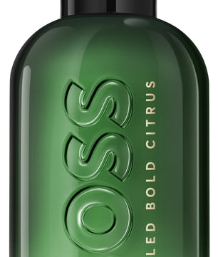 Green bottle of Hugo Boss bottled bold citrus with black cap